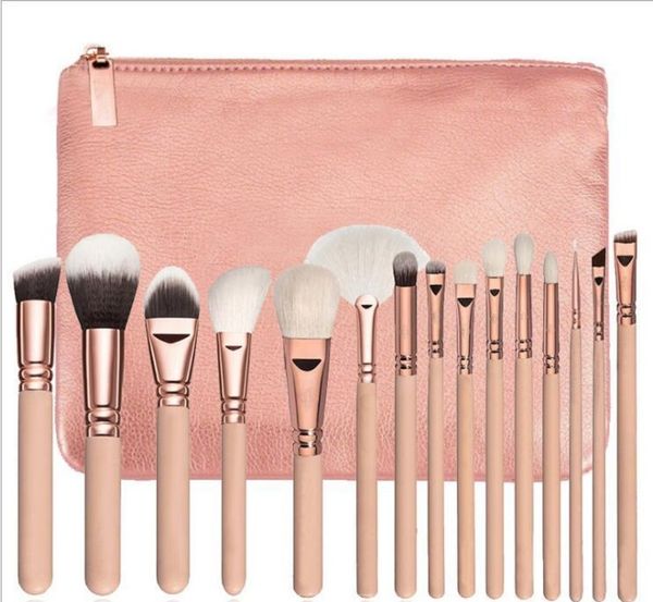 

brand makeup brush 15pcs/set brush with pu bag professional brush for powder foundation blush eyeshadow