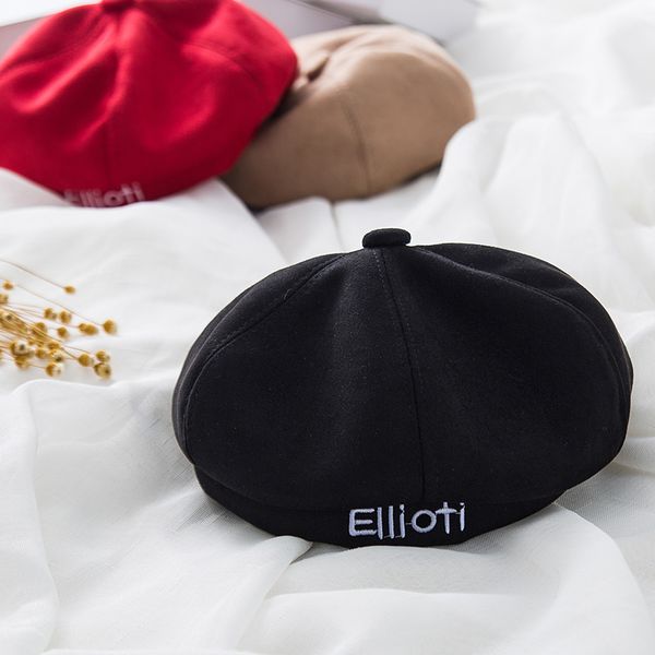 

2019 women beret hat female winter hats for women flat cap hairy hats lady girl berets hat bone female embroidery letter caps, Blue;gray