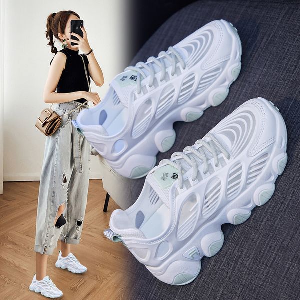 

fashion mesh sneakers vulcanized shoes woman designer platform chunky ladies trainers female dad shoes 2020 new sneakers women, Black