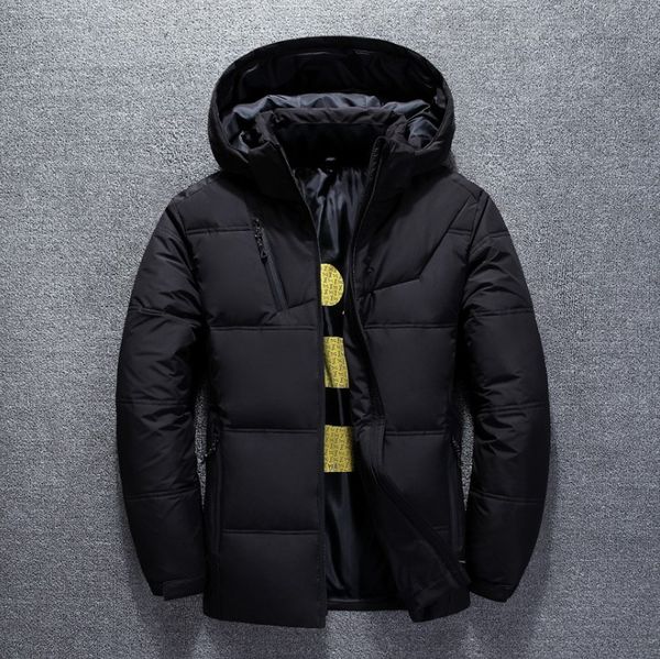 

designer down jackets mens luxury short outdoor leisure warm hooded coat mens fashion casual parkas down coats 4 colors plus size, Black