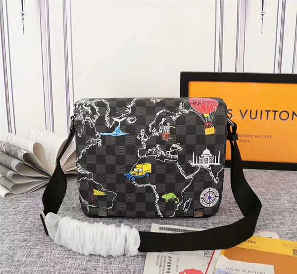 

#7801 N40238 классический 5A плед пакет L мода мужчины кожа Crossbody сумка V Открытый почтальон сумки на ремне женщины крест мешок тела