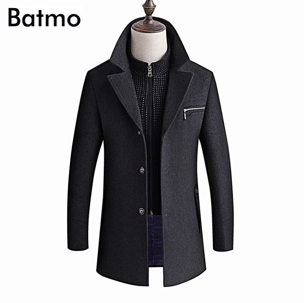 

men's wool & blends batmo 2021 arrival winter thicked trench coat men,men's gray jackets ,plus-size m-6xl,8863, Black