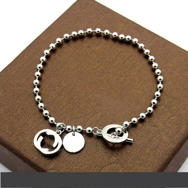 

нержавеющая сталь серебряные бусины цепочка браслет с буквой g дизайн роскошный стиль розовое золото ot пряжка браслеты для женщин и мужчин, Golden;silver