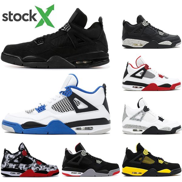 

with sock 2020 fashion new basketball shoes running shoes 4 4s mens white cement bred alternat motorsport blue designer sports sneakers, White;red