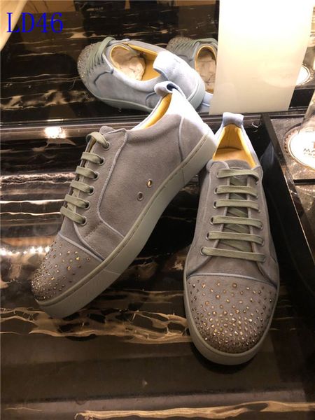 

a17 new christian luxury louboutin bottom red bottoms studded spikes brand cl mens casual shoes men women party lover sports sneakers, Black