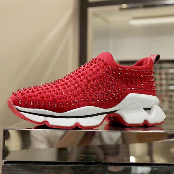 

sports shoeschanel 2019 leisure red british studded spikes flats casual shoes red shoes luxury mens womens party lovers leather sneakers, Black