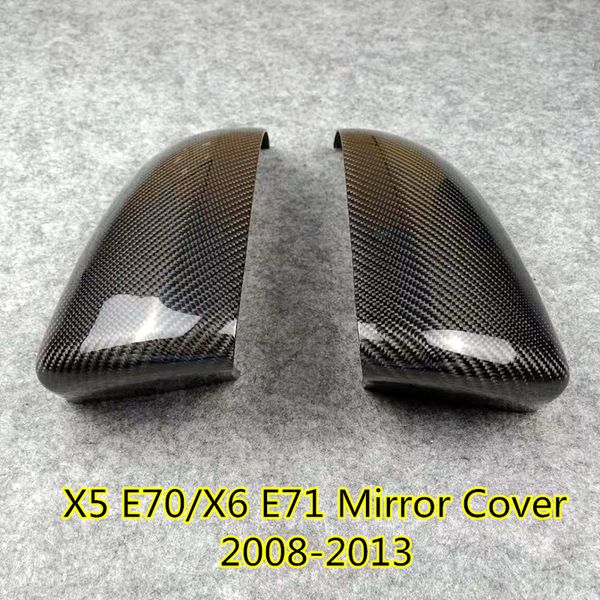 

a pair real carbon fiber black side mirror cover caps fits for bmw x5 e70/x6 e71 original rearview trim 2008-2013