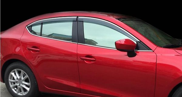 

4pcs chrome window visor deflector rain guard shield for mazda 3 mazda3 2014-2017