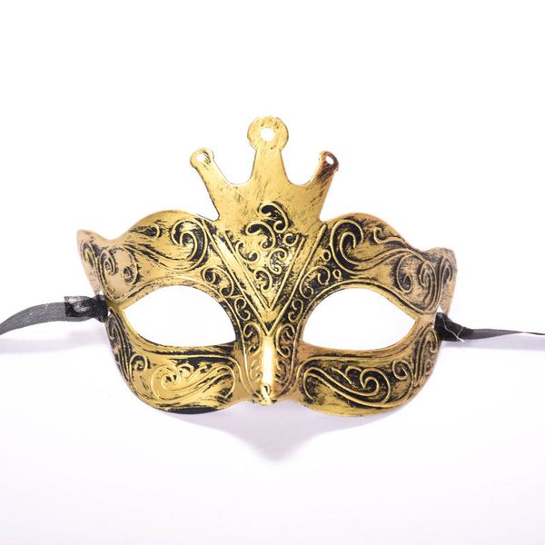 Halloween-Maske des antiken römischen Mannes mit halber Gesichtskrone aus geschnitzter Bronze WL61