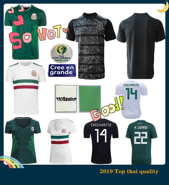 

mexico soccer jersey gold cup 2019 camisetas men women uniform chicharito lozano dos santos camisa de futbol 2018 world cup football shirt, Black;yellow