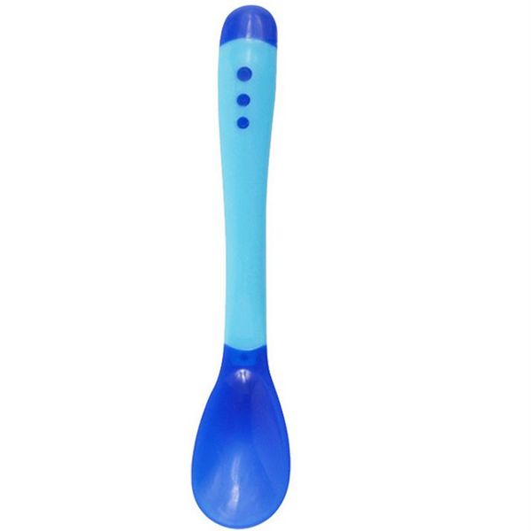 

single loaded cute babies feeding spoon baby heat sensing color changing soft head feeding spoon silica gel babies tableware