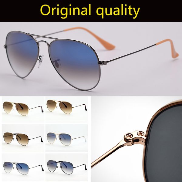 

designer gradient g15 glass lenses apilot 3025 58mm sunglasses aviation pilot sun glasses for men women oraginal accessories, White;black