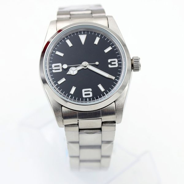 

40mm number steel with black hour watch watches simple automatic dial bracelet mens arabic and index stainless markers gkdne, Slivery;brown