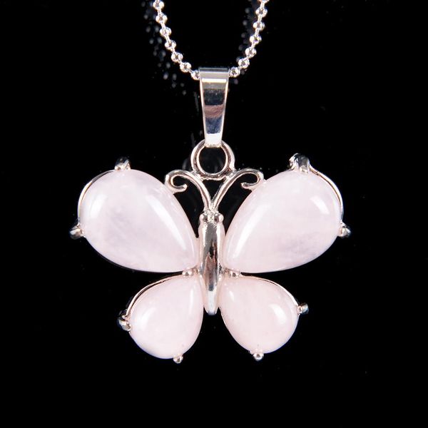 

luck butterfly pendant hollow wings animal pendants horse eye shape natural stone quartz for women necklace jewelry d831-d836 icfjx, Silver
