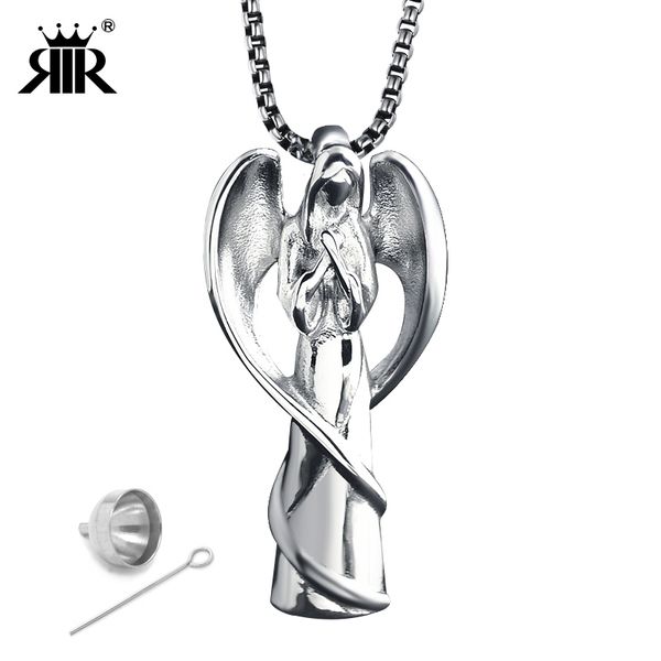 

316l stainless steel silver/gold/rose gold/black angel cremation necklace perfume urn keepsake for ashes