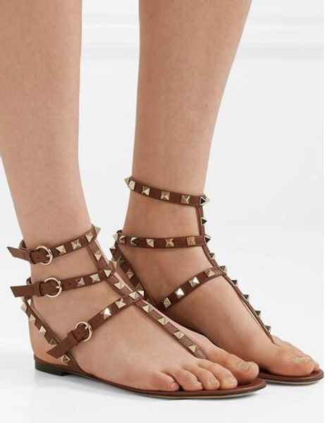 

знаменитые женские шпильки сандалии кожа черный ню коричневый женские плоские летние рок гладиаторские сандалии вечернее платье zapatos muje, Black