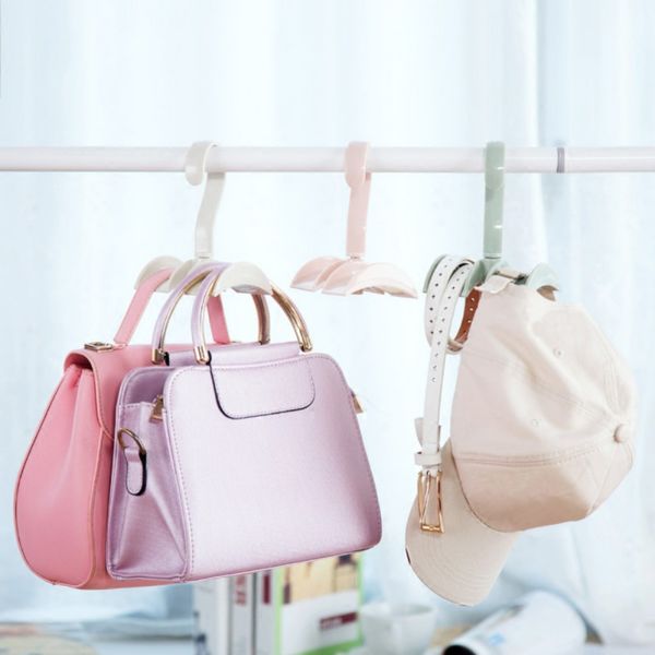 

new 360-degree rotation closet organizer rod hanger handbag storage purse hanging rack holder hook bag clothing hanger