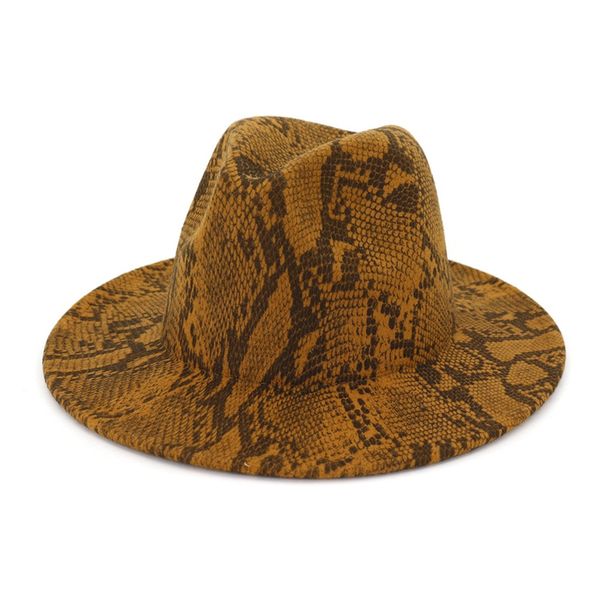 

snakeskin pattern wide brim fashion tide jazz hat casual tide autumn winter personality women cap cap, Blue;gray