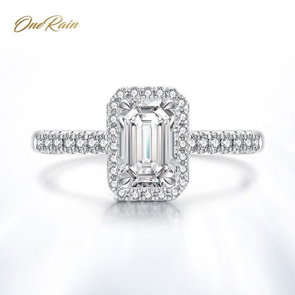 

onerain classic 100% 925 sterling silver created moissanite diamonds crystal gemstone engagement wedding rings jewelry wholesale, Golden;silver