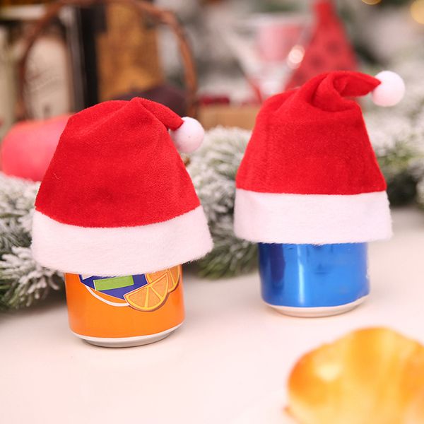 

mini christmas apple wine bottle caps christmas hat santa claus hat wedding gift tree ornament decor