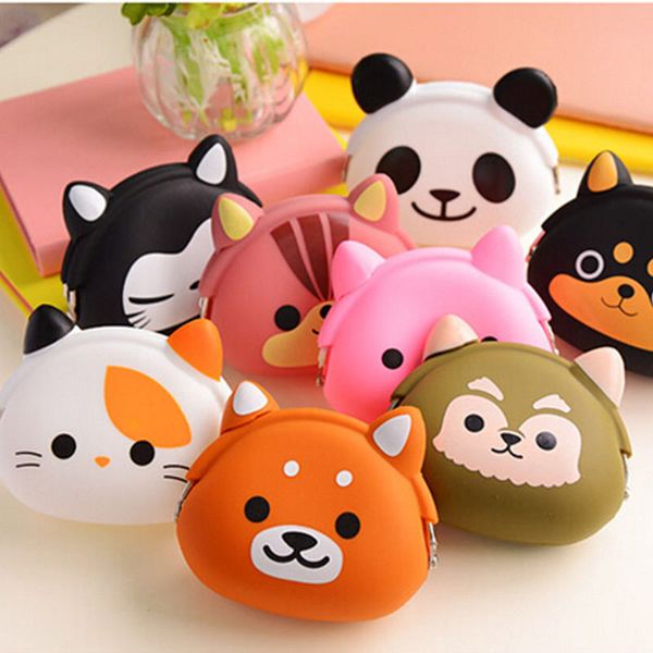 

girls animals wallet silicone mini coin bag change wallet purse small women key wallet children kids #c, Red;black