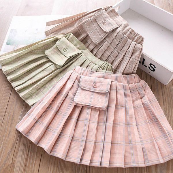 

3color new 2020 girls skirts fashion pleated kids skirts bag shorts skirt kids designer clothes girls princess skirt pleated skirt b286, Blue