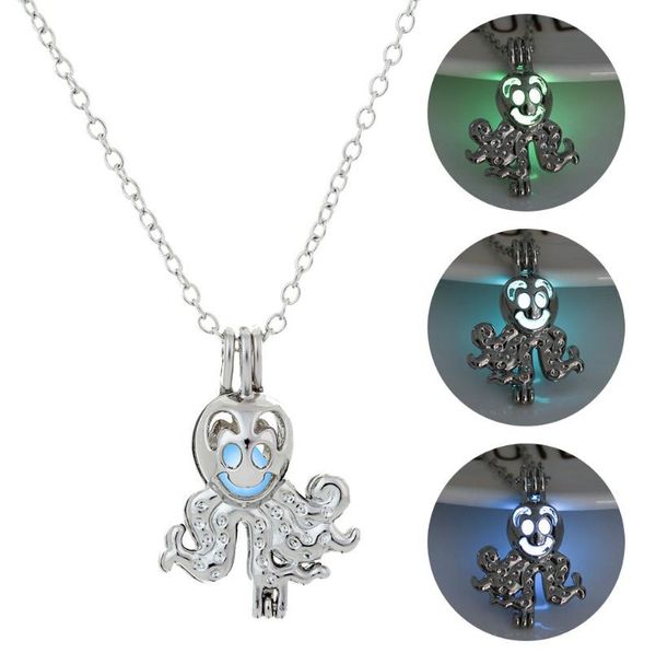 

silver color luminous necklaces hollow ocs locket necklace valentine's day antique luminous beads censer j cage gift