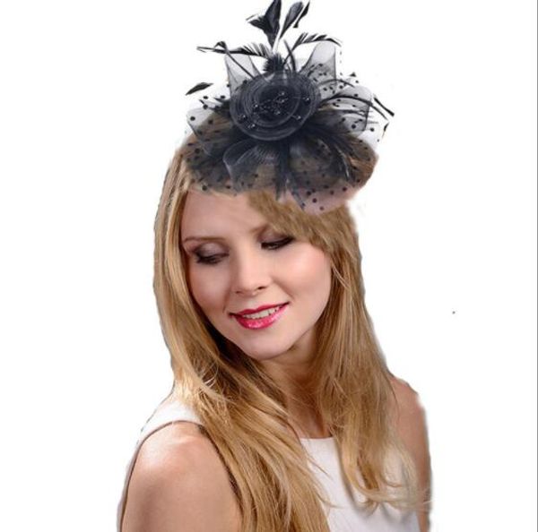 

2020 sell europer&american bridal headdress western style party hats feather pearl flower headdress wedding accessories in stock, Silver
