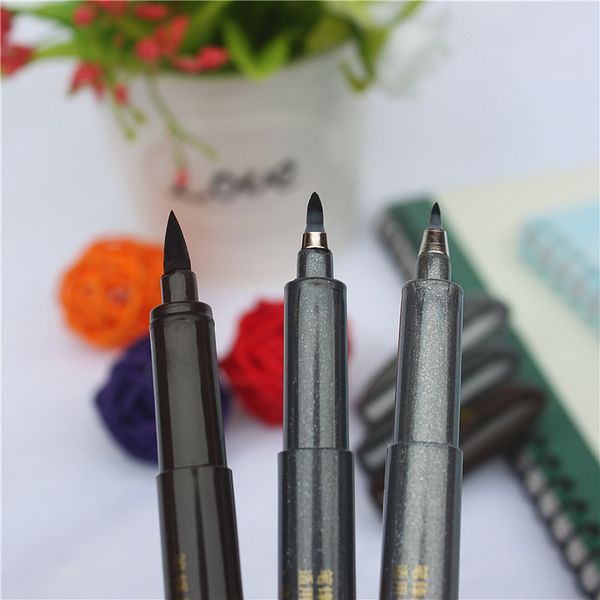 

3 types calligraphy brush pen to choose soft brush felt tips pens signature manga drawing sketch liner finelier school supplies