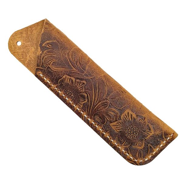 

handmade leather double pen case holder for ballpoint pen fountain sleeve