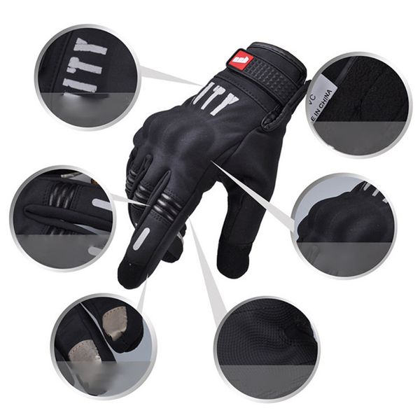 

waterproof men women screen riding gloves touch nylon motorcycle gloves tactical gear motorbike bike full finger gloves, Black