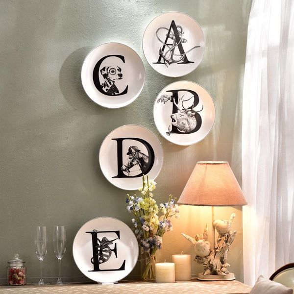 

горячие стиль керамические декоративные висячие планшеты животных english letters гобелен гостиная tv украшения стены плиты