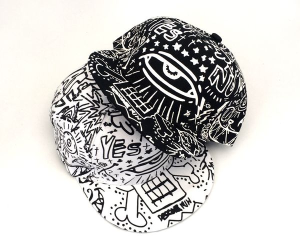 

maxi black and white doodle baseball cap men and women cool hip hop hat street dance hat, couples baseball cap, dhl shipping, Blue;gray