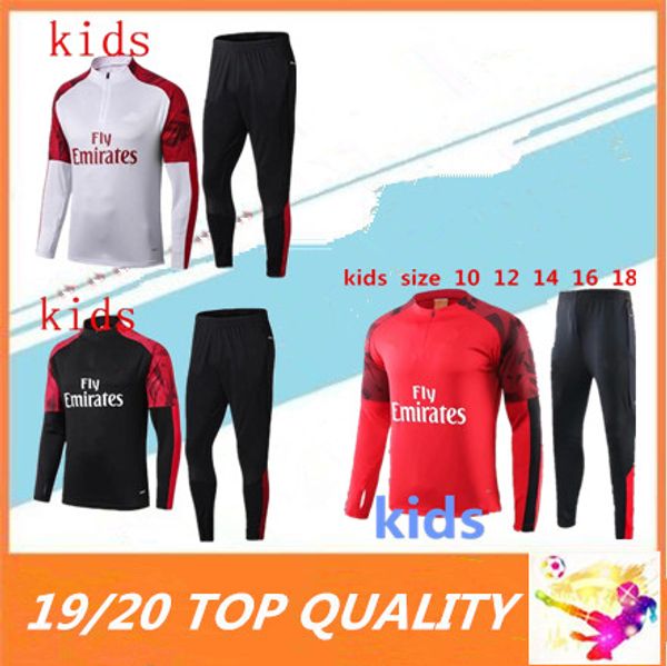 

2019 kids ac milan soccer tracksuit survetement jacket 19 20 ac milan kids maillot de foot sportswear training suit, Black