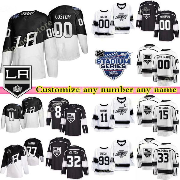 

custom men's kids womans los angeles kings jersey 23 dustin brown 8 drew doughty gretzky customize any number any name hockey jerseys, Black;red