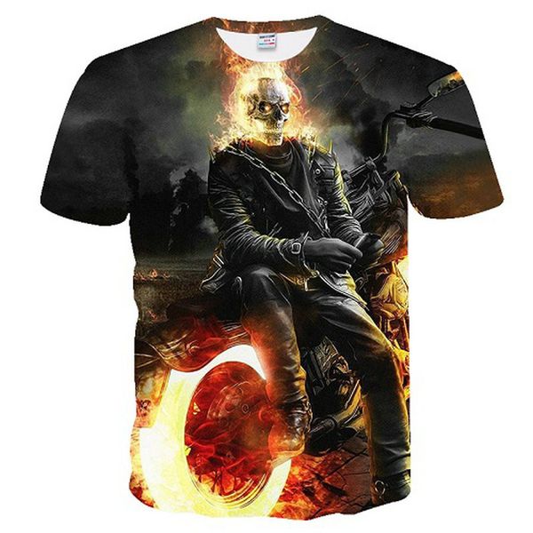 

dressing2020 mens t shirts fashion new summer men's short sleeve t-shirt casual 3d blue skull print rock tshirt for man full printed, White;black