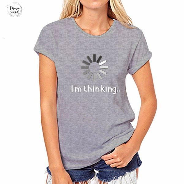 

short sleeve women t shirts vogue female tee lady new print fashion t shirts im thinking printed letters tshirt, White
