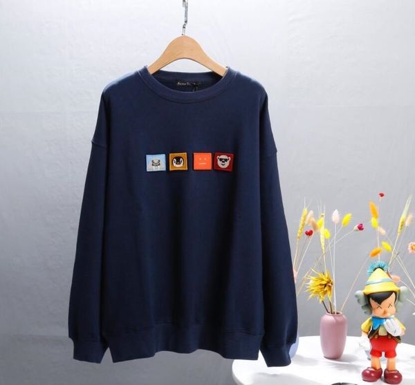 

acne studios ac мода-толстовка женская рябить с длинным рукавом перемычка печатных письмо толстовки пуловер кофты хип-хоп женский ac рукав а, Black