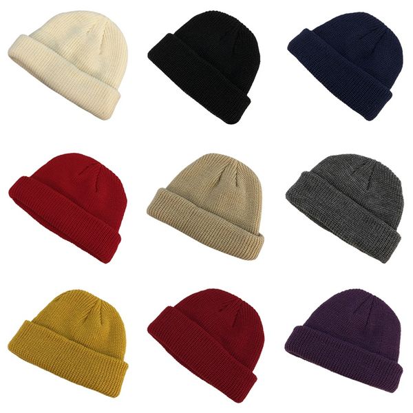 

new fashion knitted cap solid color autumn winter hat men women outdoor warm melon cap street head