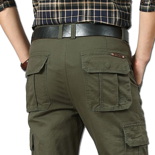 

cargo pants men spring autumn casual cotton overalls multi-pockets tactical straight trousers men army military pants size 28-44, Black