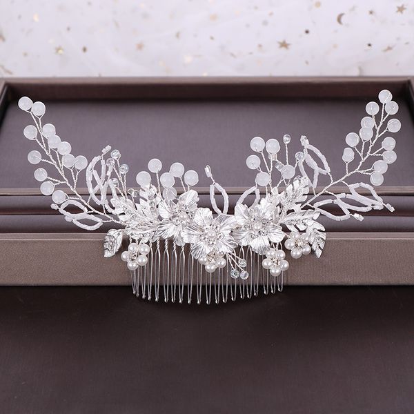 

silver hair pins women tiara bridal wedding hair accessories girl' full dress ornaments pearl hair clips rhinestone combs 2020, Golden;white