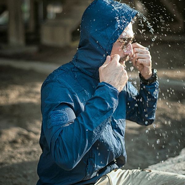 

mens summer hiking sports waterproof quick dry thin jacket outdoor climbing training fishing breathable tactical coat, Blue;black