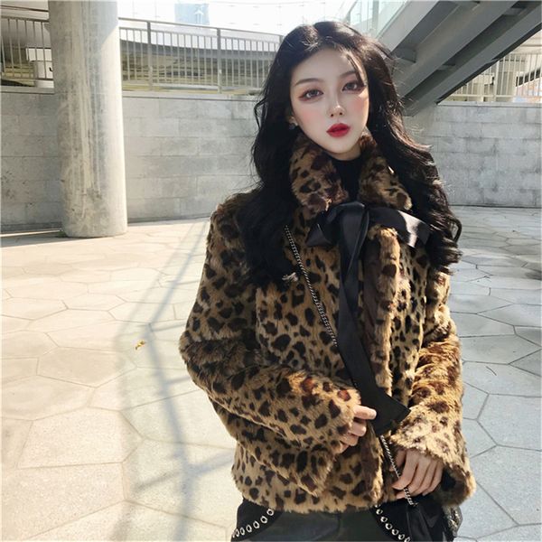 

chaquetas mujer invierno 2018 autumn winter thick warm gothic clothes long sleeve leopard female jacket fleece jacket women, Black
