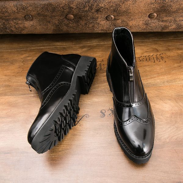 

2019new spring leather shoes luxury mens formal shoes leather men classic business dress bright skin loafers men, Black