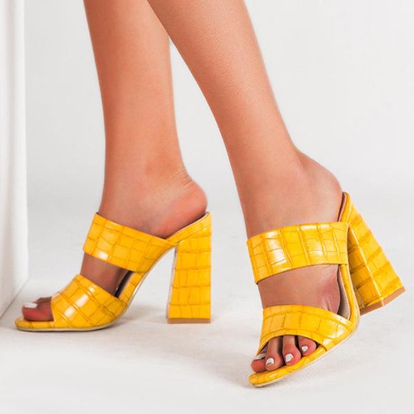 

doratasia 2020 big size 43 block high heels party shoes women summer slip on mules slippers woman, Black