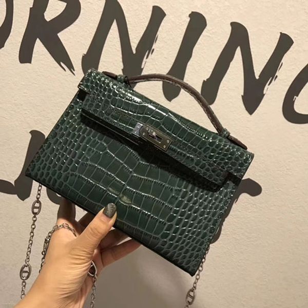 2019top designer de saco de moda de alta qualidade de couro de crocodilo bolsa de couro fivela de metal sacos de ombro única cadeia de compras Bas bolsa para banquetes