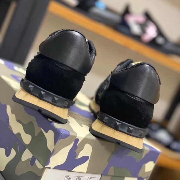 

размер 38-44 женщины / мужчины повседневная обувь камуфляж натуральная кожа узелок пара звезды обувь унисекс заклепки плоские туфли, Black