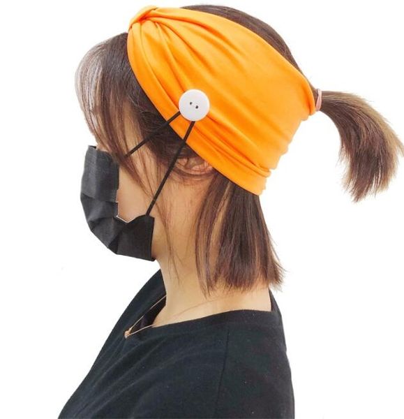 Máscara Headband Botão Anti-aperto Máscara Titular Headwrap Ears Proteger Máscara Strap Extender Faixa de Cabelo Headwear Yoga Lenço GGA3348-3