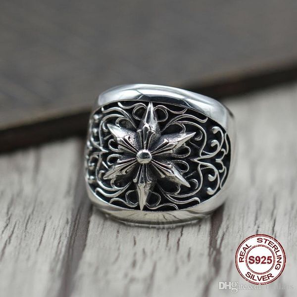 

s925 pure silver men's ring individuality the punk style do old restoring ancient ways six-man ring gift to your lover