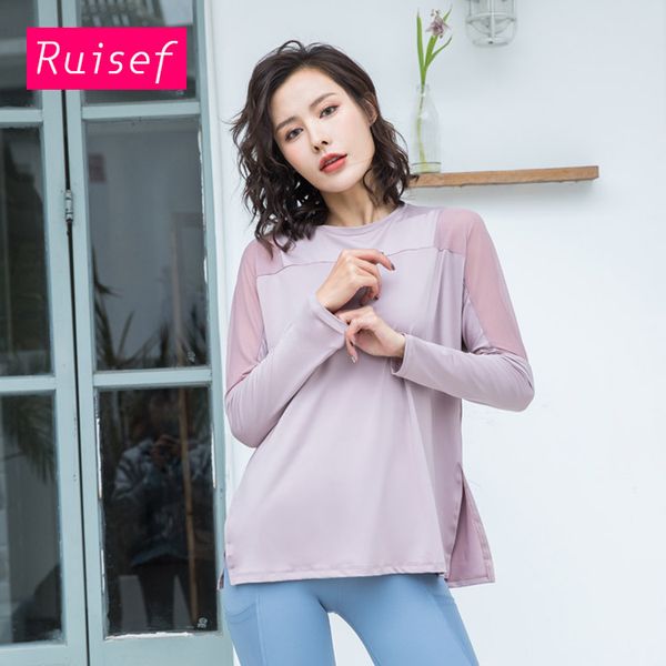 

sports gym women fitness t shirt woman black white pink green long sleeve yoga mesh womens gym sport wear women, White;red